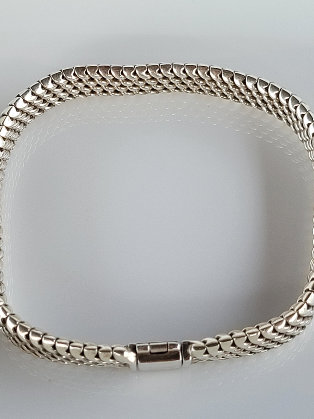 Vintage Mexico 925 Sterling Silver Woven Chevron Chain Bracelet